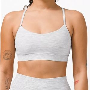 LULULEMON NULU Y WHITE AND GREY SPACE-DYE BRA